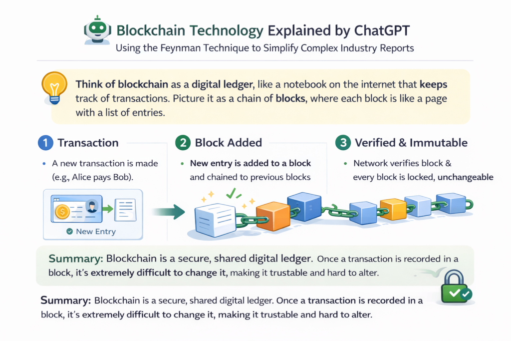Blockchain explained with Feynman technique